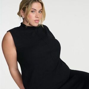 ELOQUII Sleeveless Turtleneck Viscose Sweater Plus Size Black Ribbed NWT 26/28